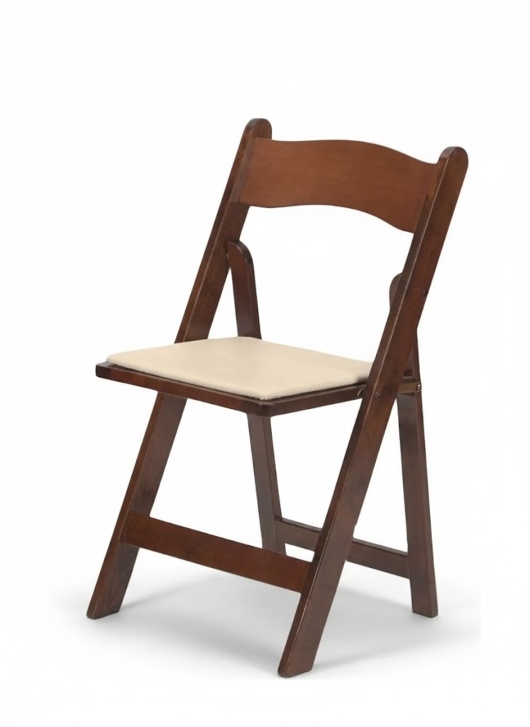 Elegant Walnut Wood Folding Chair with Cushioned Seat – Luxury Event Seating